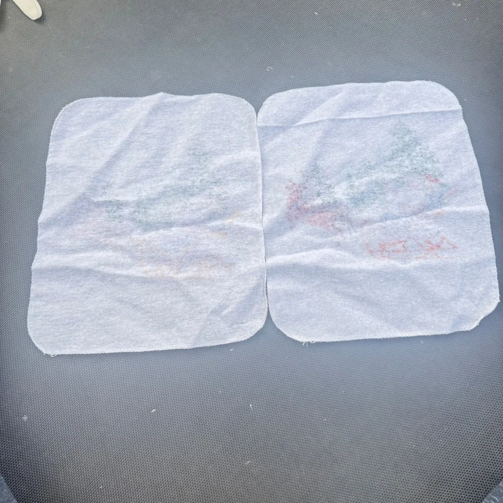 Vintage Santa Claus Sleigh Reindeer Christmas Cloth Napkins Set of‎ 2 Grey 12x10